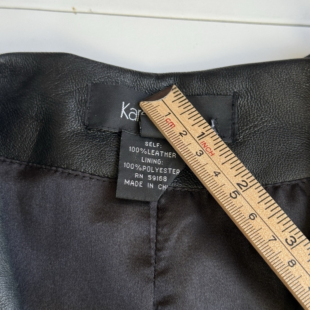 Womens Leather Jacket Black Sz Large Whimsy Goth Moto Biker Soft Tiered Peplum - Picture 7 of 7